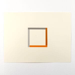 Frank van Ansem Zt#4, collage A3 grijs-oranje-rood vierkant op wit